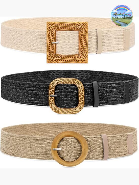 Straw Woven Elastic Stretch Waist Belts for Women, Fashion Boho Braided Dress main image 4